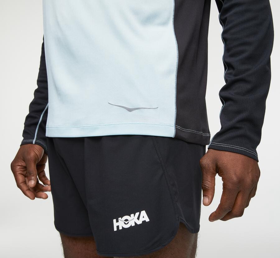 Hoka One One Top Panske Modre/Čierne - Performance Dlho Sleeve - 34280-GVMR